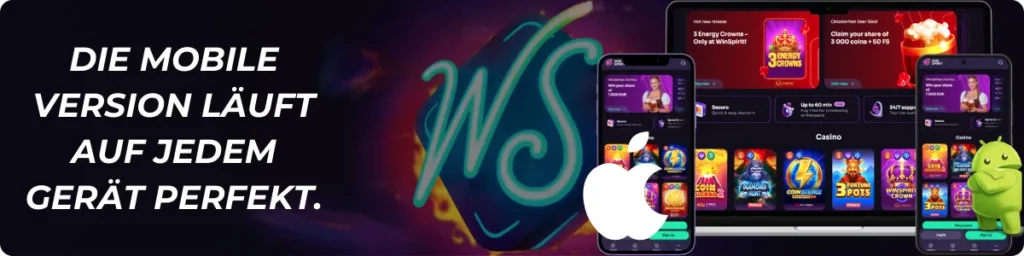 WinSpirit Casino App und mobile Version – PWA-Lösung für iOS und Android mit schnellem Laden und modernem Design