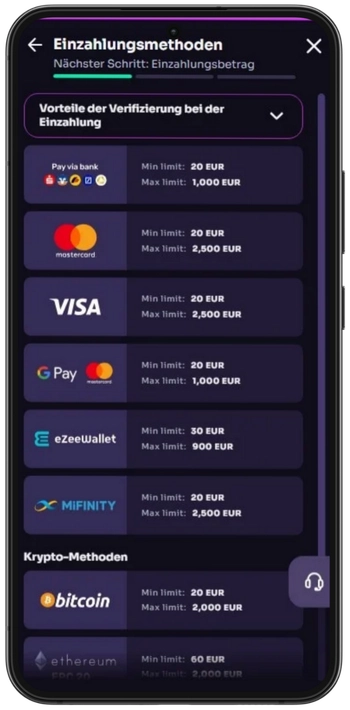 Winspirit Casino Einzahlung tätigen