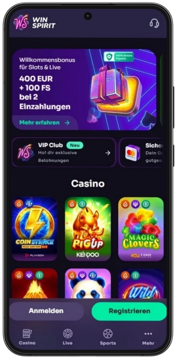 Winspirit Casino Website öffnen