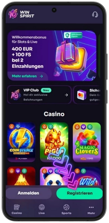 Winspirit Casino Registrierung starten