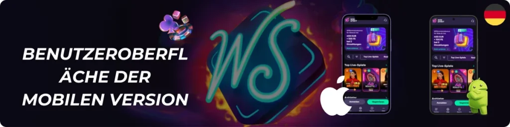 WinSpieit App und Benutzeroberfläche der mobilen Version
