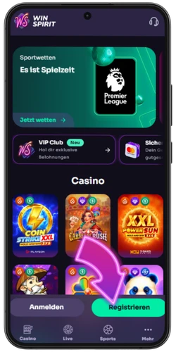 WinSpirit-Registrierungsschaltfläche