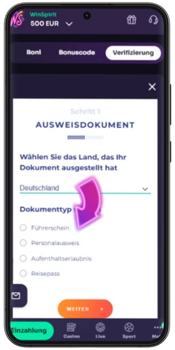 WinSpirit Laden Sie Ihre ID hoch