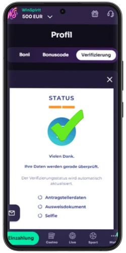 WinSpirt-Bestätigung